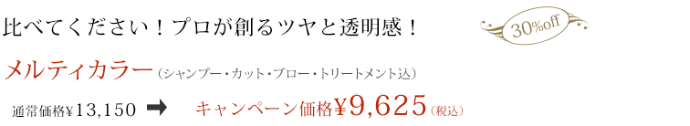 メルティカラー（シャンプー・カット・ブロー・トリートメント込）キャンペーン価格¥8,375